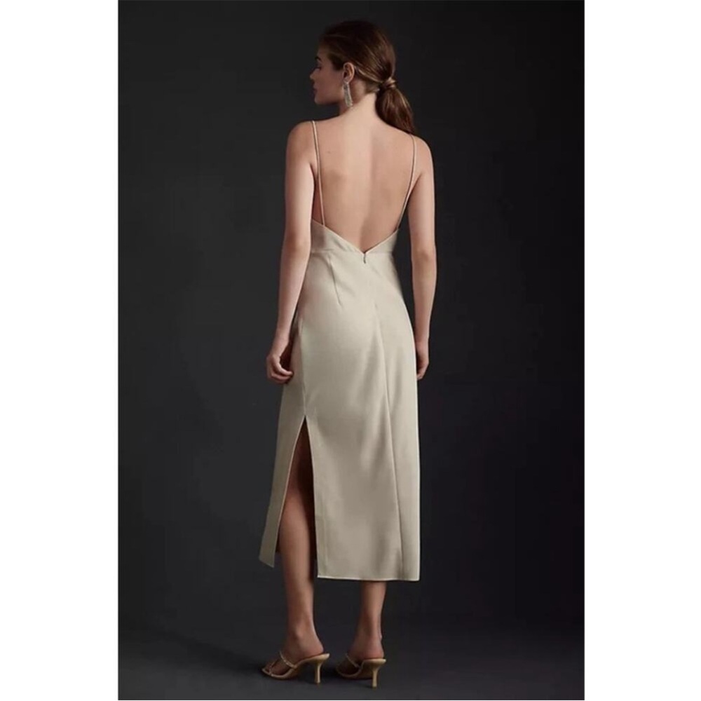 BHLDN AUGUST SATIN CHARMEUSE MIDI DRESS